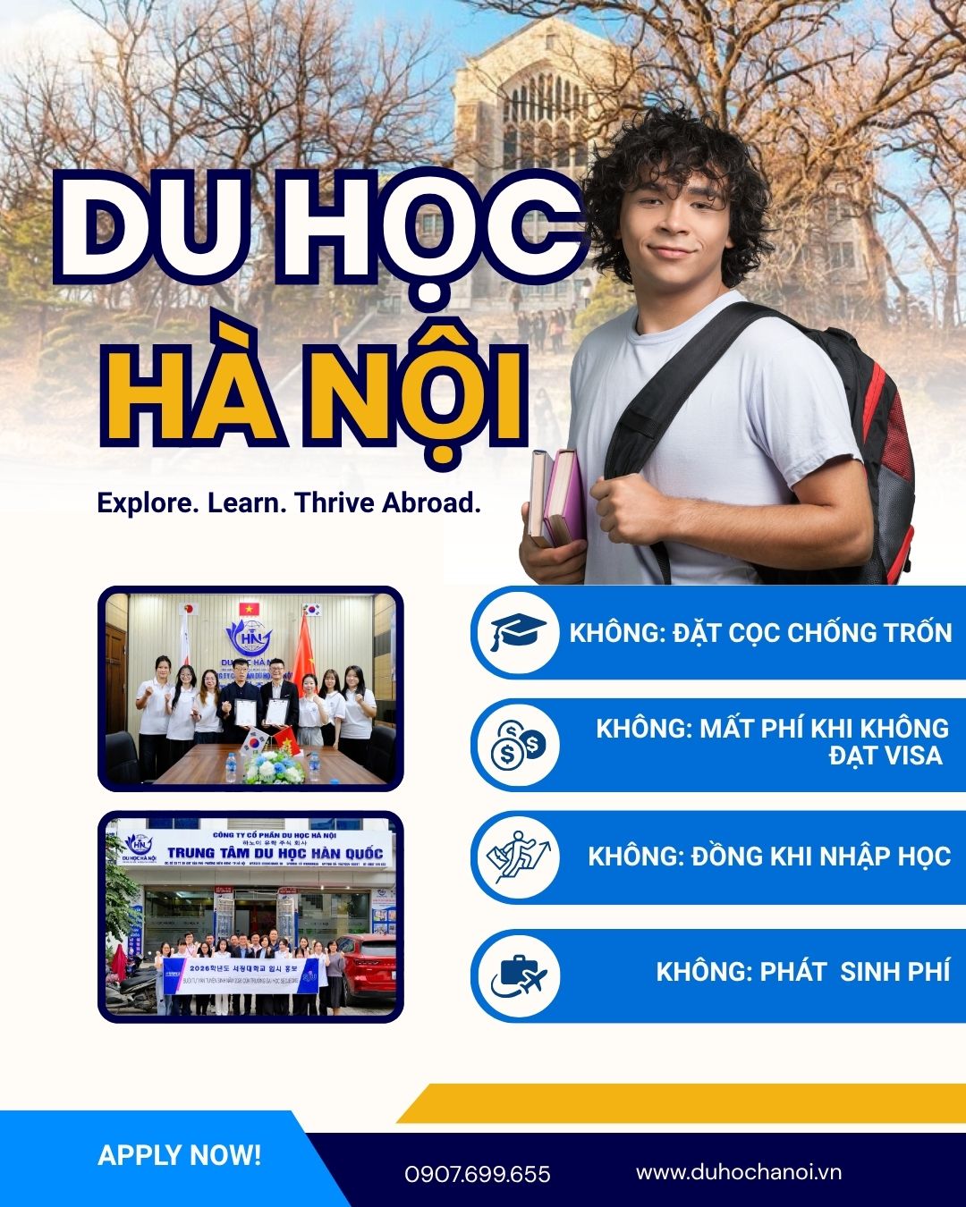Hãy cùng Công ty Cổ phần Du học Hà Nội khám phá lộ trình bứt phá – nơi giấc mơ của học sinh 2K8 được chắp cánh bằng sự minh bạch tài chính và sự đồng hành tận tâm suốt hơn 15 năm qua!