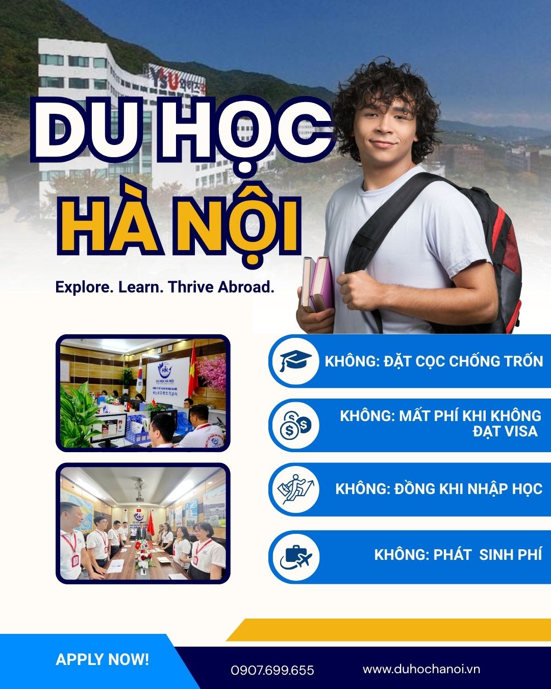 Với bề dày hơn 15 năm kinh nghiệm chuyên sâu trong lĩnh vực du học Hàn - Nhật, đơn vị sở hữu quy trình xử lý hồ sơ chuẩn chỉ, năng lực luyện phỏng vấn sát sao và mối quan hệ liên kết trực tiếp với hàng trăm trường đại học danh tiếng tại Hàn Quốc