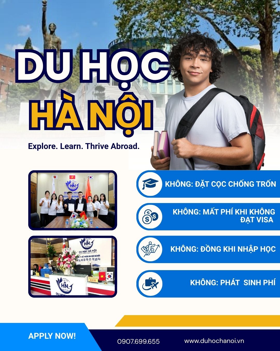 Trung tâm cam kết đồng hành và hỗ trợ giới thiệu các công việc làm thêm phù hợp với năng lực tiếng ngay sau khi học viên đặt chân đến Hàn Quốc, giúp các bạn nhanh chóng ổn định cuộc sống, tự lập chi phí sinh hoạt và tích lũy kinh nghiệm thực tế