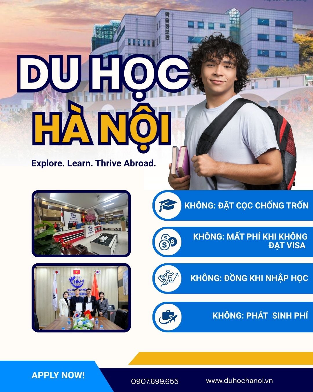 Trung tâm cam kết đồng hành và hỗ trợ giới thiệu các công việc làm thêm phù hợp với năng lực tiếng ngay sau khi học viên đặt chân đến Hàn Quốc, giúp các bạn nhanh chóng ổn định cuộc sống, tự lập chi phí sinh hoạt và tích lũy kinh nghiệm thực tế.